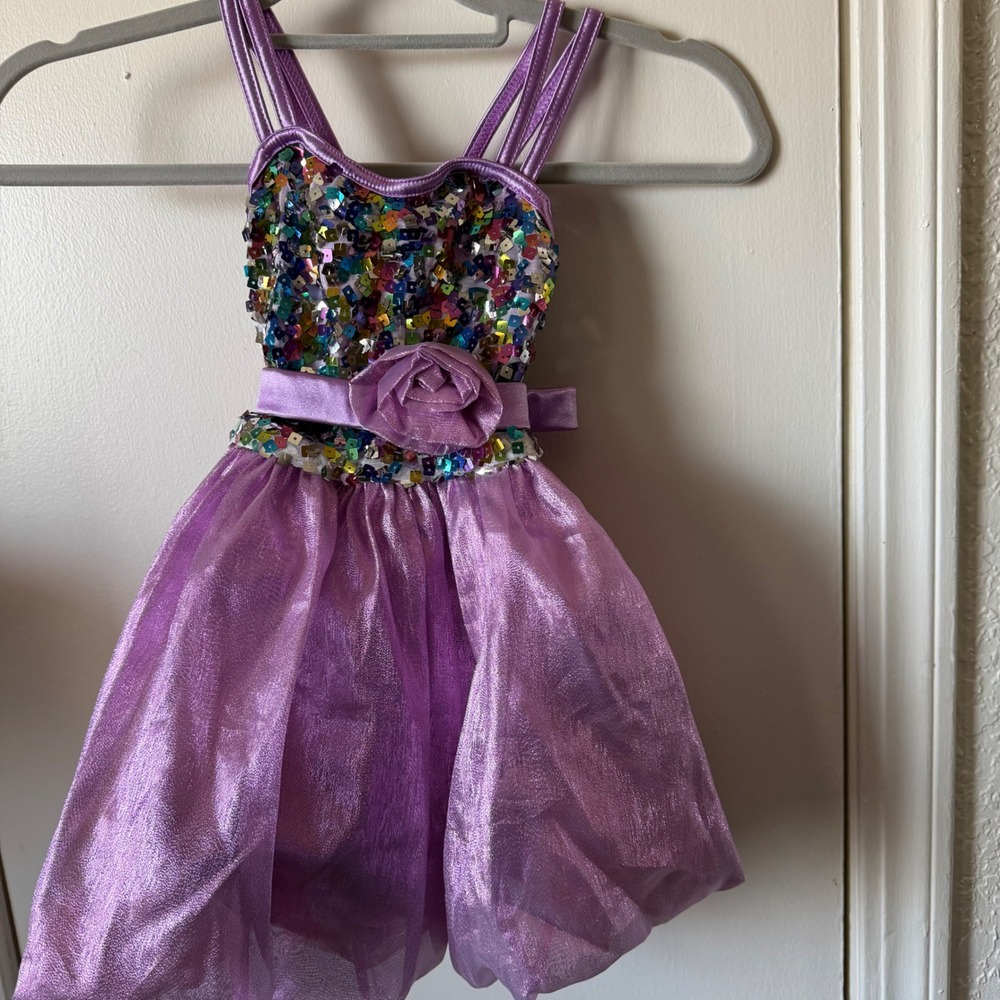 Weissman Purple Sequin Rosette Dance Costume Tutu Leotard SC Small Child